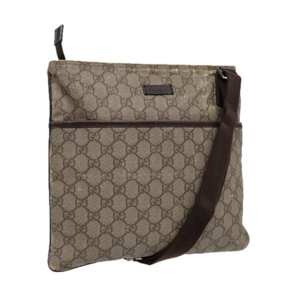 GUCCI GG Supreme Shoulder Bag PVC Leather Beige Silver - Picture 1 of 16